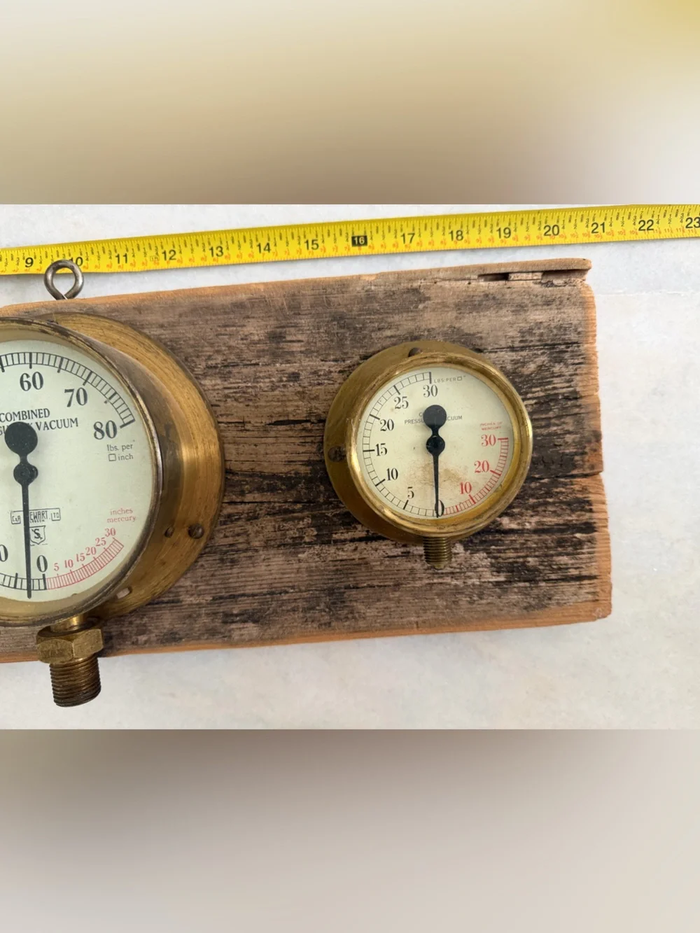 Rustic Brass Gauge Trio Wall Decor - Brown